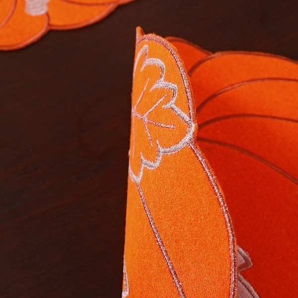 4 st Höst Pumpa Underlägg Höst Thanksgiving Skörd Orange Bord Underlägg Broderade 12'' Dekorativa Underlägg