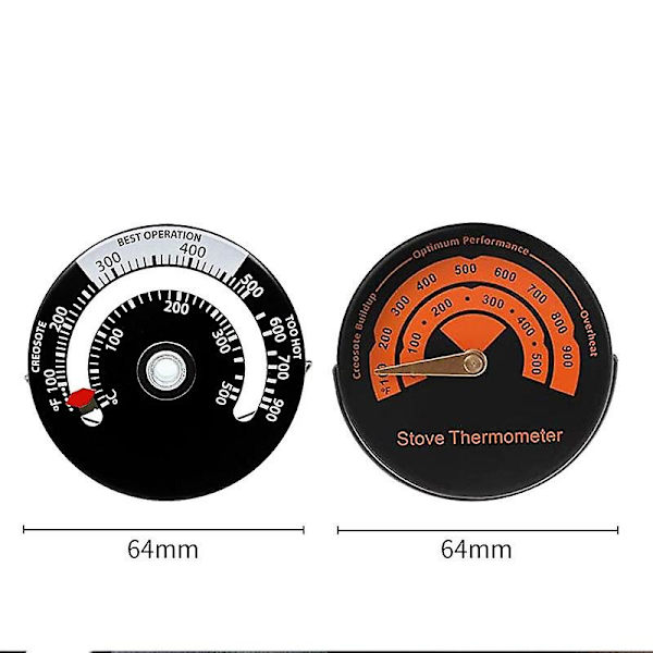 Ugnstermometer 0-500/100-900f Magnetisk Spis Vedeldad Kamin Termometer Aluminiumlegering Kök Matlagningstermometer För Grill Bakning (2st, Flerfärgad)