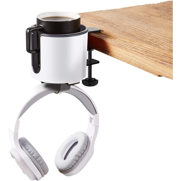 Luksus 2-i-1 Anti-spild kopholder med ophæng til hovedtelefoner under skrivebordet