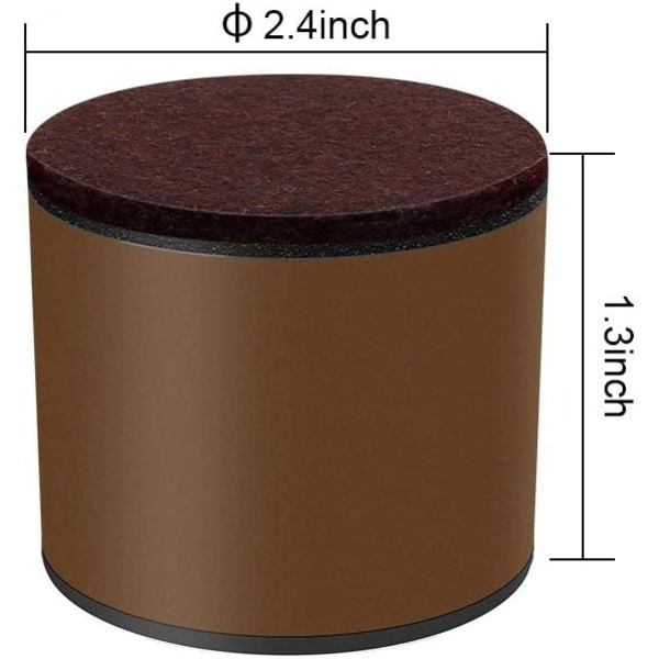 Huonekalujen pyöreät nousuputket, 4 kpl huonekalujen korkeudenpidennystä, lisää 1,3" korkeutta huonekaluihin tai sänkyihin itsekiinnittyvä pyöreä (ruskea)