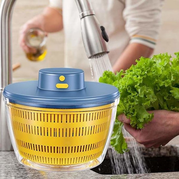 Grönsaksrengörare Torktumlare 4L Stor Kapacitet Frukt Grönsakssil Spinner, USB Elektrisk Sallad Salladssnurra*ryy