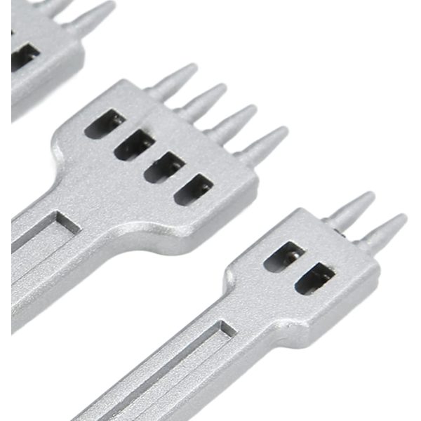 Stål Læder Syning Punch, 2/4/6 Prong Række Hul Punch Diamant Snøring Syning Mejsel Sæt, Læder Prikkejern (1 Sæt Med 3 stk, Sølv)