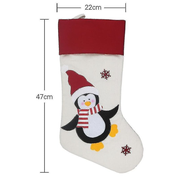 Jute Jule Strømper Med Julenissen, Rein, Snømann Og Pingvin Vintage Julepeis Henge Strømpe Til Jul Hjem 4stk rød
