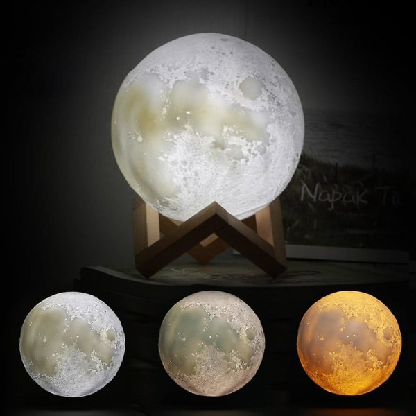 Led Moon Lamp 3d Golvlampor Nattljus Sänglampa Dimbar Touch Lampa För Vardagsrum