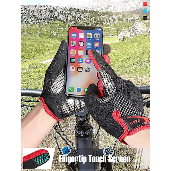 Anti-slip Cykelhandskar, Unisex Hel-Finger Handskar Touchscreen Cykelhandskar För Bmx Atv Mtb, Landsvägsracing, Cykling, Klättring