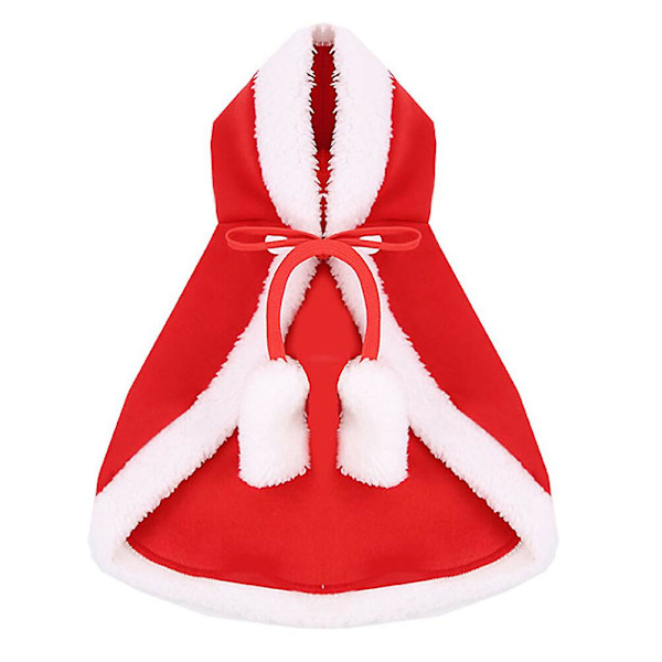 1 st julkappklädsel för hund och katt - Röd kappa med hatt Red L