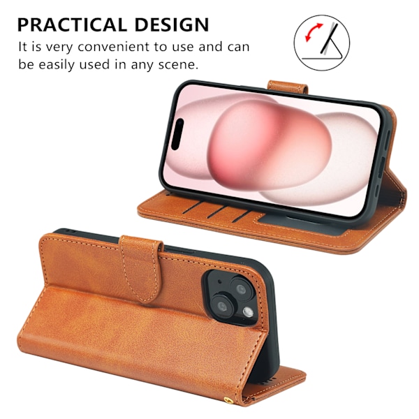RY/Klassinen lompakkokotelo Nahkakotelo Matkapuhelinlaukut Käännettävä suojakotelo Tarvikkeet iPhone 16 Pro Max Iphones 11 12 15 Pro 16e Black For iPhone 13 Pro