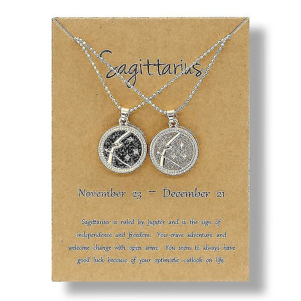 2 st/set Stjärntecken Mynt Kedja Hänge Halsband Födelsedag Par Smycken11 Skytten 11 Sagittarius