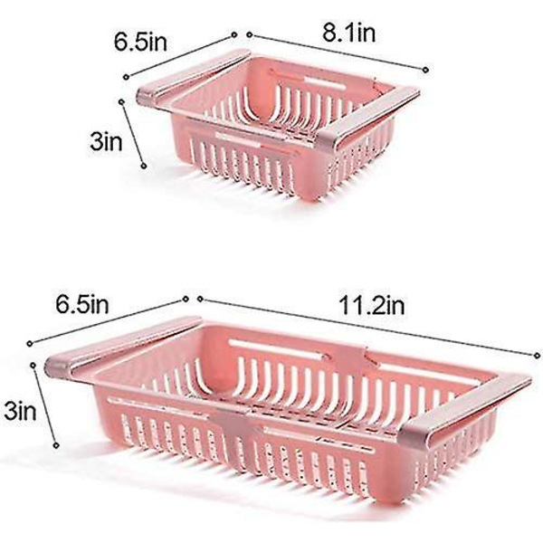 2 st Kylskåpslåda Organizer Utdragbar Låda Kylskåpsförvaringslåda, Unik Design Utskjutbara Behållare, Kylskåpshylla Hållare Förvaringslåda Vit White
