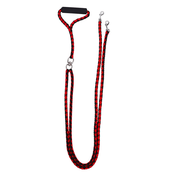 1 st. Hund Koppel Vävt Halsband Dubbelhuvud Handflätat Rep Utomhus Koppel Hund Koppel För Husdjur (svart Black 145X15X3CM