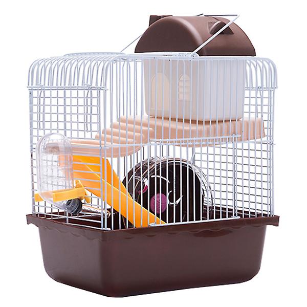 1 st dubbellagers hamsterbur Pet House Akryl Portable Small Pet House Chinchilla Hamster House ( Brown