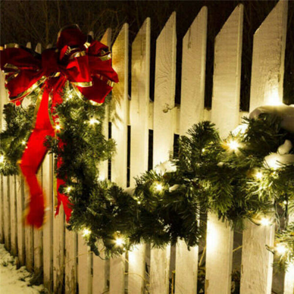 9 fots forhåndsopplyst Cashmere julekrans, grønn. 150 grentips; 30 LED-lys