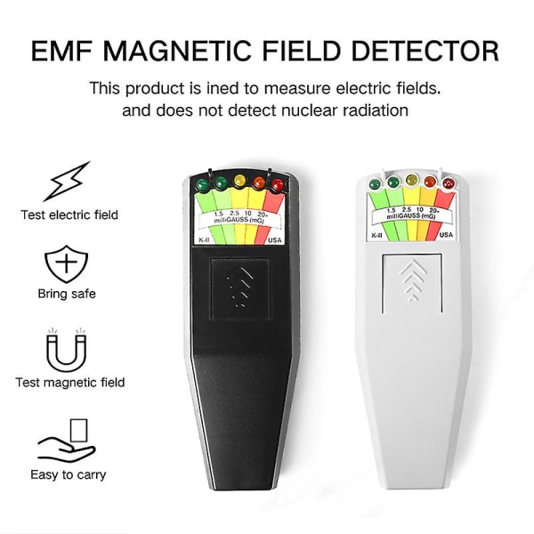 5 ledin EMF-mittarin kenttätunnistin haamumetsästykseen, paranormaalien laitteiden testauslaskuri, jossa on akku EMF-mittarin säteilyilmaisin (1 kpl, satunnainen väri)