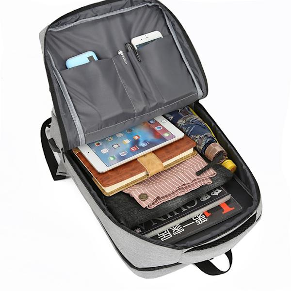 Laptopryggsäck, Vattentät College Ryggsäck Flygplansgodkänd Affärsarbetsväska med USB-laddningsport Passar (Grå)