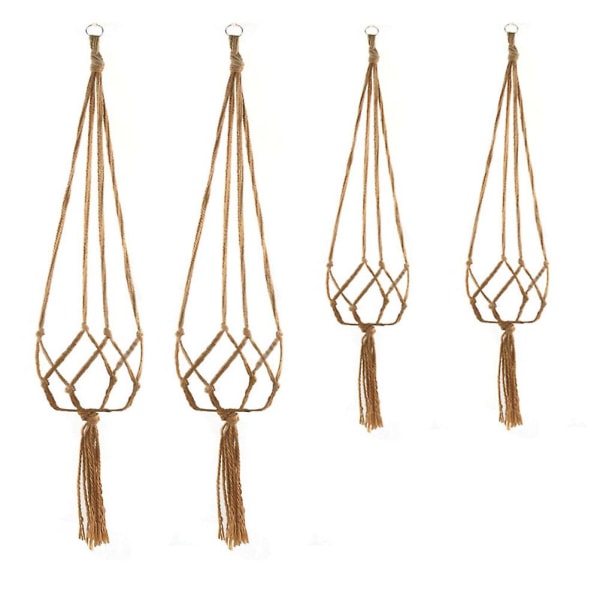 6 st Vägghängande Planterblomkruka String Bag Hampa Snören Hängande Korg Blomkruka Nätväska Rep Flo