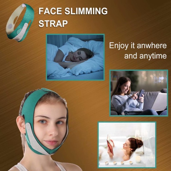 Ansiktsløftende tynt bånd, V-formet løftende tynn maske på ansiktskinnene med glatte ansiktslinjer, pustende og doble hake-tynne bandasjer for