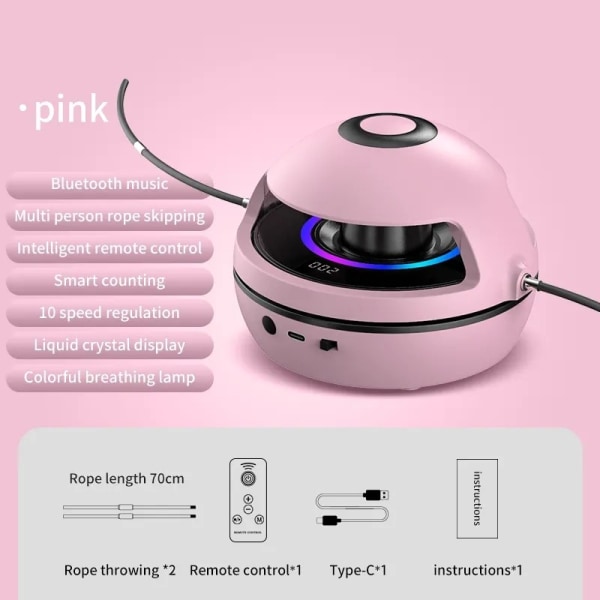 Musikhopprep Maskin, Intelligent Automatisk Elektrisk Hopprep Maskin Med Bluetooth Högtalare, Med LED-Displayräknare, Tr
