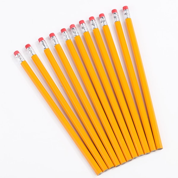 11 sekskantede blyanter, rød spiss, blyantsett