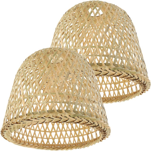 2st vävd bambu lampskärm Rustik stil bambu lampskärm Pendelljus Cover LamptillbehörKhaki25x25x19cm Khaki 25x25x19cm
