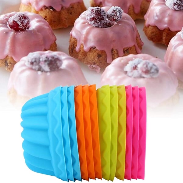 16 stycken återanvända muffinsformar, minipumpa silikoncupcake non-stick bakformar molds 4 färger