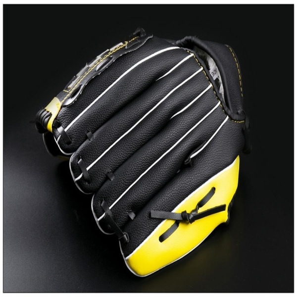 keltamusta Baseball Catcher Gloves Baseball käsineet ja pallo vasen käsi PU nahka 11,5" Catching Gloves Urheilu lyöntikäsineet fo