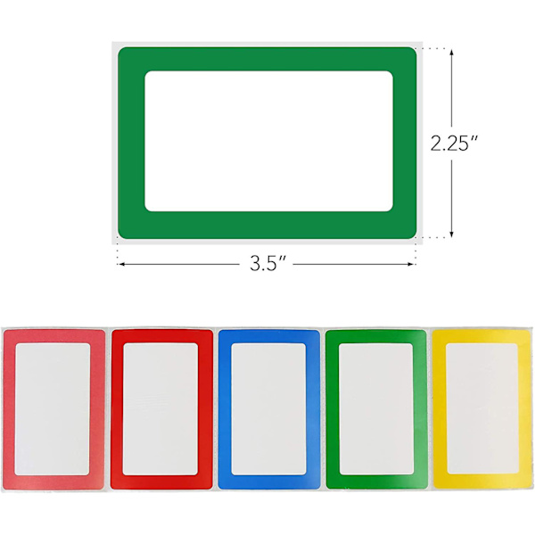 Navneskiltklistremerker, 300 stk Blanke Etiketter, 1 Rull, 5 Farger, 3,5\" X 2,25\", Limklistremerker Med Perforert Linje For Skole Kontor Hjem