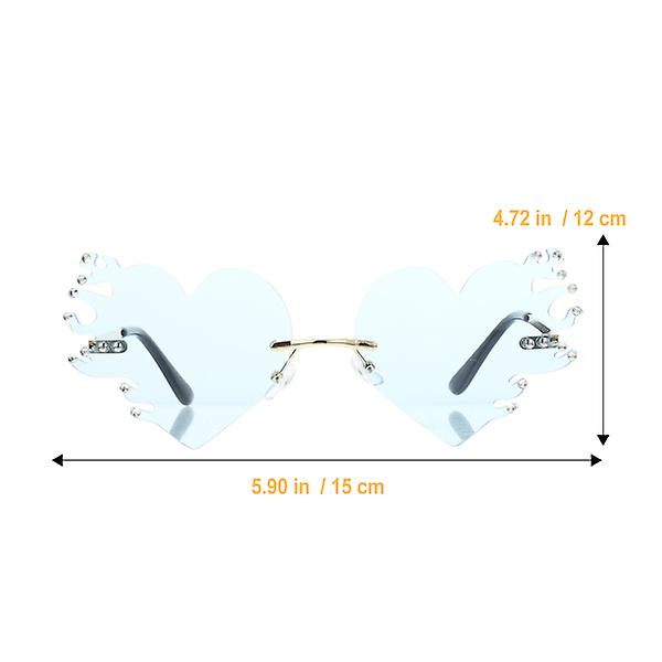 1 Par Dekorative Hjerte Solbriller Personlighet Hjerte Briller Rammende Brann Solbriller Blå 15.6X12CM Blue 15.6X12CM