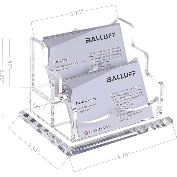 Visitkort Holder Til Skrivebord - Klar Akryl Visitkort Stativ - Flere Visitkort Display Holder Passer Til 2\" X 2\" Lomme 2 Pocket