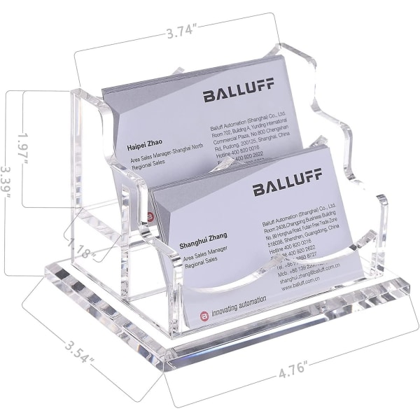 Visittkortholder for skrivebord, klar akryl visittkortholder, flere visittkortholdere, passer til 2\" x 2\" lomme 2 Pocket