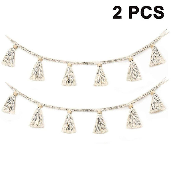 2 kpl Makrame-seinävaate Ripustus Nauha Garland Banner Puuvilla Kudottu Seinäkoriste Boho Koti Sisustus, Lastenhuoneen Sisustus