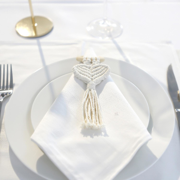 2 kpl Käsin kudotut sydämenmuotoiset persikkasydaimen rakkausliinan soljet puusta Ins Wind Nordic Style Creative New Tassel Napkin Ring
