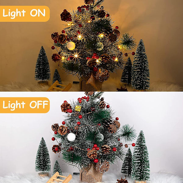 Julepynt med kjeglelys, 2m 20 LED julelys med røde bær klokke hage krans for juletre innendørs utendørs hage dekor