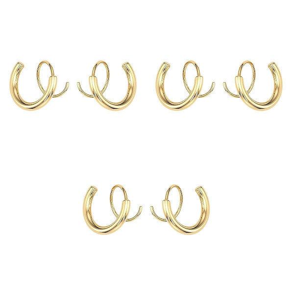 6 stk Spiral Dobbelt Hoops Vridende Øreringe Helix Stud Øre Klatre Øreringe 6 stk 1,5x1,5 cm 6 pcs 1.5x1.5cm