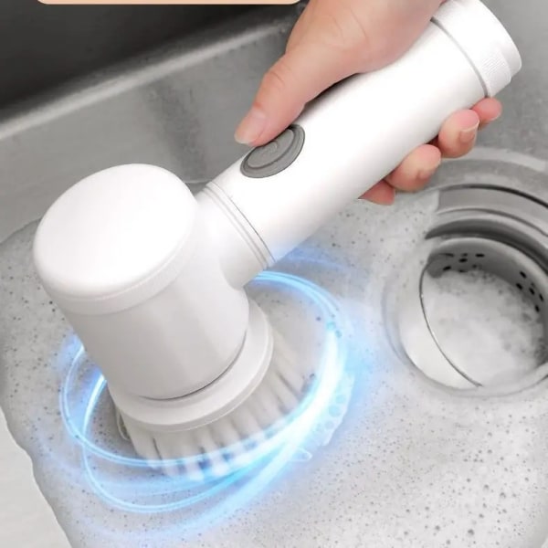 Kädessä pidettävä suihkupesuri, joka sopii kylpyhuoneeseen/laatoille/lattialle/kylpyammeeseen/keittiön sähköpyörityshana, sähköinen puhdistusharja 5 B