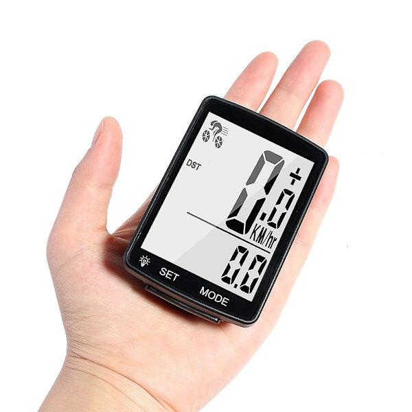 Monitoiminen LCD-näyttöinen langaton pyörätietokone, vedenpitävä nopeusmittari, matkamittari, pyöräily, vedenpitävä (1 kpl, musta)