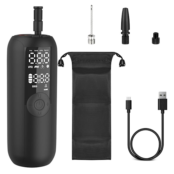 Kannettava Ilmakompressori Mini Pyöräpumppu, 150 PSI Sähköinen Rengaspumppu Käsikäyttöinen Ilmapumppu Digitaalisella LCD-näytöllä LED-valoilla Autoille