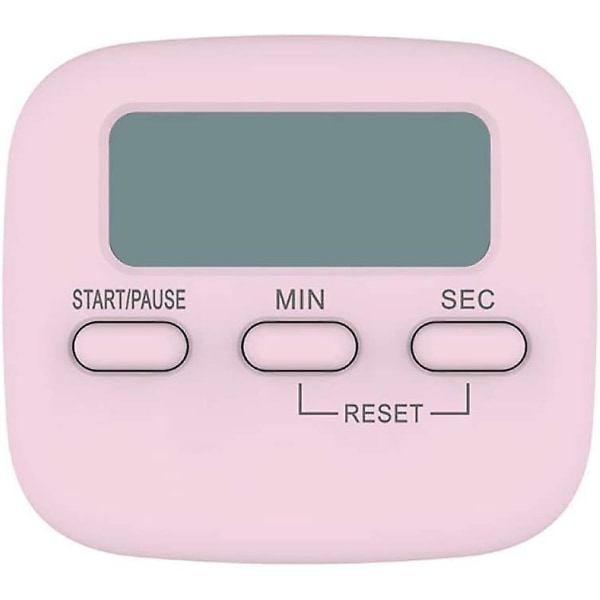 Digital Timer Nedtelling Stoppeklokke Med LCD-Skjerm Magnetisk Stativ For Matlaging Dusj Rosa