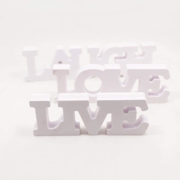Set av 3 bokstäver Wood Love Live Laugh Stand Bokstäver Bordsväggdekoration