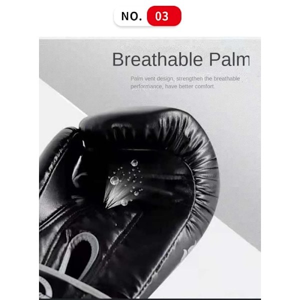 RYI_6/10/12/16Oz Boksehandsker til Børn og Voksne, Professionelle Muay Thai-handsker til Mænd og Kvinder, PU Taekwondo Punchinghandsker Black Gold 16oz