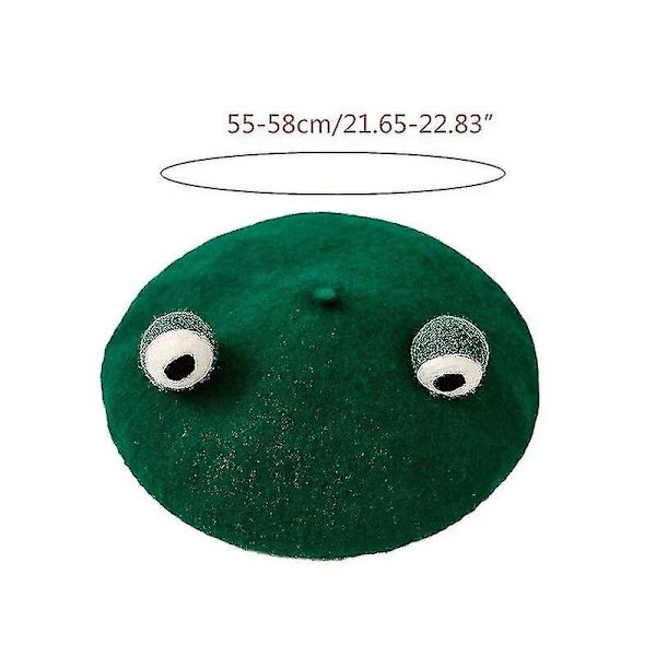 Grøn Frø Øjne Beret Hue Vinter Varm Faux Uld Kawaii Vintage Kunstner Maler Cosplay Beanie Hat