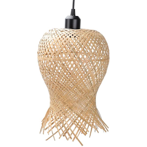 Aasialainen sisustus Kotikeittiön saaren lamppu Rattan-riipusvalaisin Aasialainen kattokruunu Kattokruunu Kupoli Kattolamppu Chocolate 34x22cm