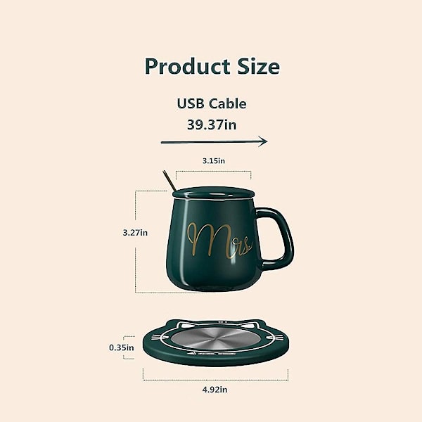 Smart Kaffevarmere, Kontorvarmet Kaffe Kops, Kompatibel Med Te, Mælk, Grøn