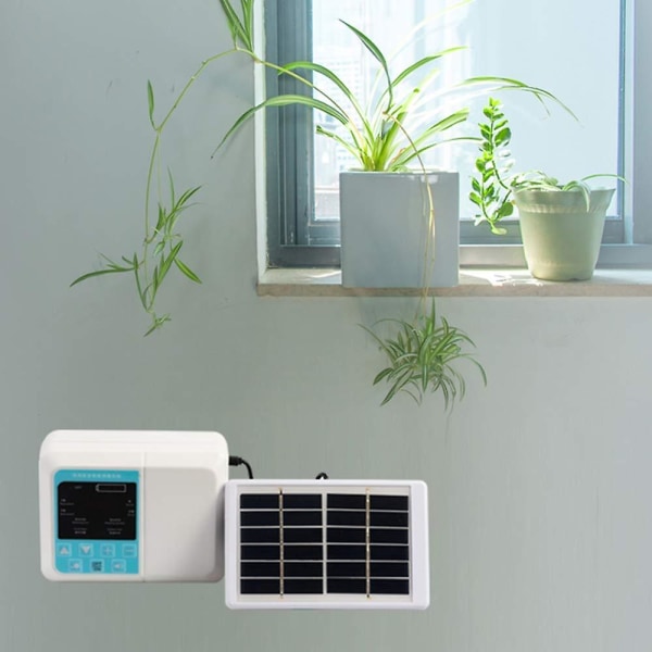 Solcellsdriven droppbevattningssystem Set Enpump Dubbel Automatisk Bevattningsanordning Timer Trädgård Självbevattning Kit För Blommor H