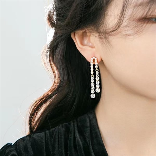 Kristallpärlörhängen, Guld Pärl Tassel Örhängen, Hängande Tillbehör, Vatten Diamant Kedja Örhängen, Hänge Örhängen