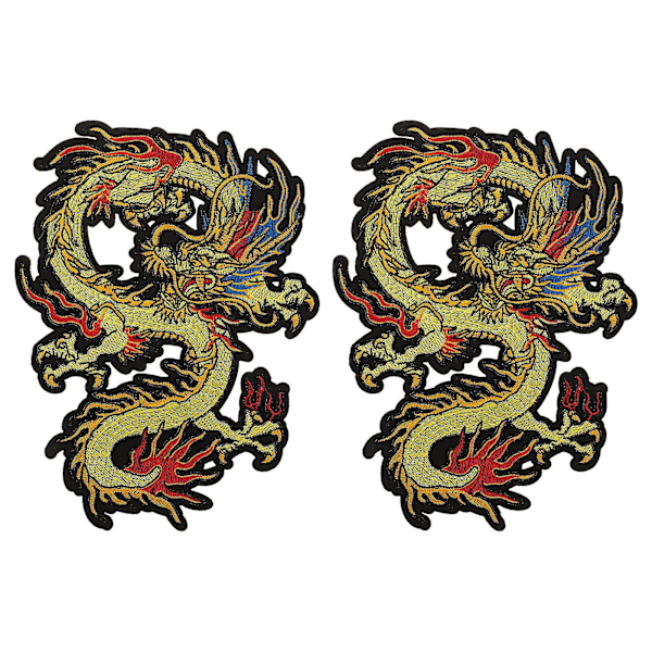 2 stk. Stofklistermærker Tøj Kjole Trim Patch Håndværk Broderi Patch Dragon Broderet Patches S