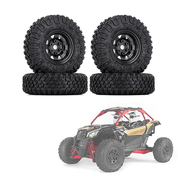 4 stk. 85mm 1.55 Metal Beadlock Hjulfælge Dæk Sæt Kompatibel Med 1/10 Rc Crawler Bil Axial Yeti Jr Rc4wd D90