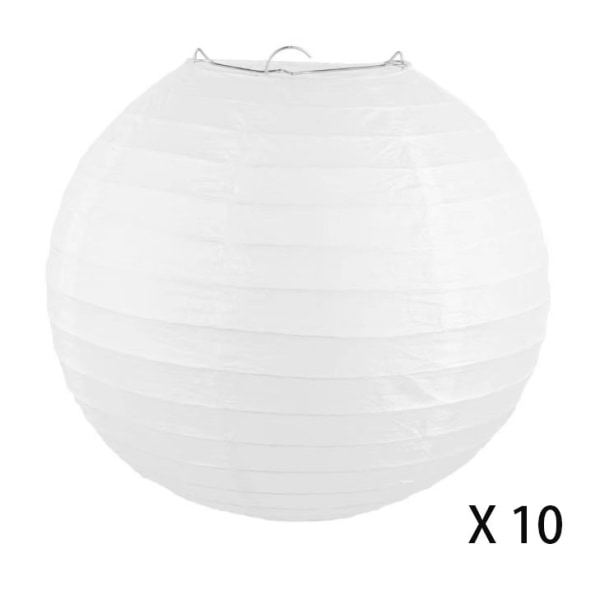 Hvid papirlanterne Hvid rund papirlanterne DIY-lanternelampe til fødselsdagsbryllupsdekorationer Håndværksdekorationer (10 stk, 6"/15 cm)