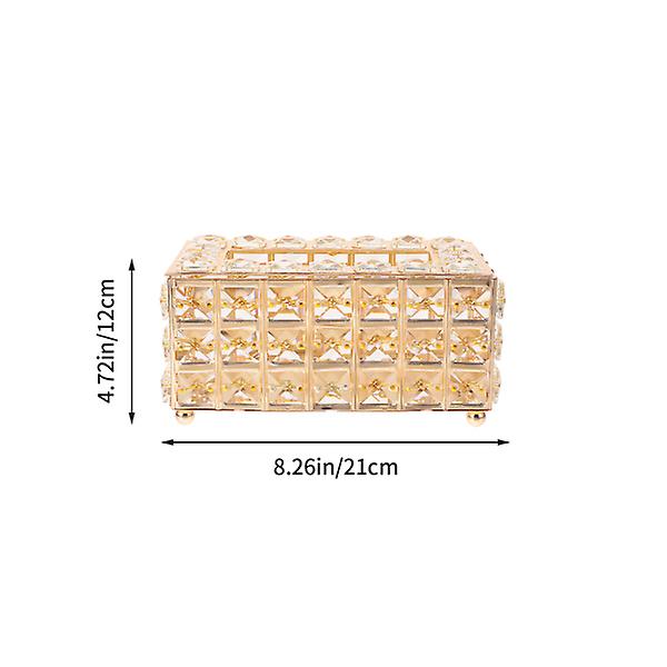 Bil Tissue Box Hållare Servett Box Cover Crystal Tissue Box bricka Crystal Tissue Box CoverGolden21x12cm Golden 21x12cm