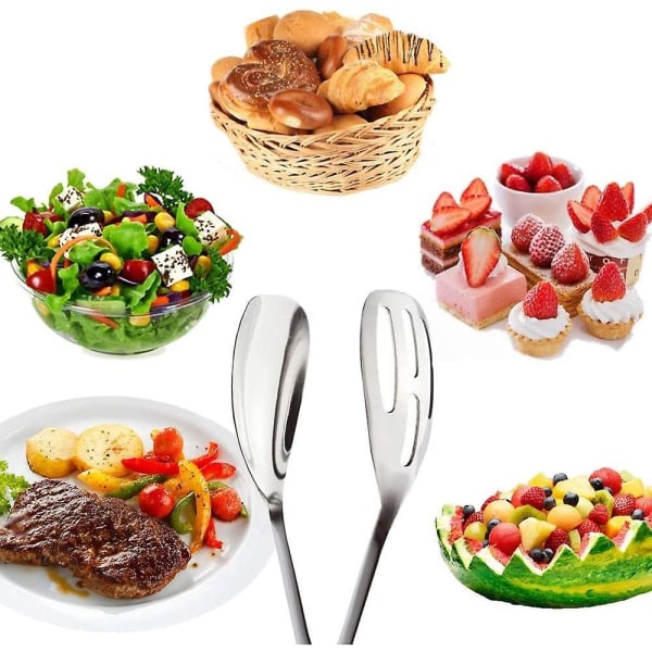 Salattange i rustfrit stål, Køkkentange, Rustfrit stål serveringstange, Saks salattange, Buffet tange, Til salat, brød, kage, buffet, Mis