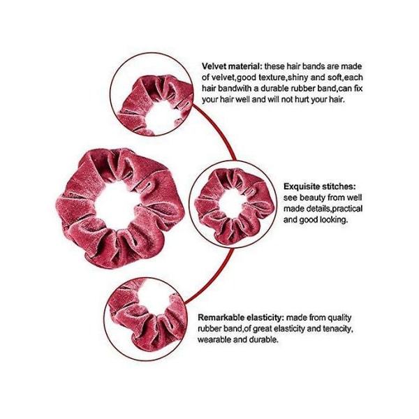 Hårband med Rouge-tema Sammet Elastiskt Rosa Älskarhårband Mjukt Hårband Dam- eller Flickhårband Håraccessoarer (12 Rouge)